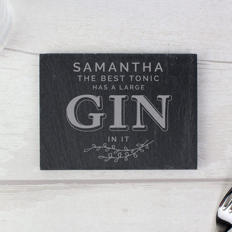 Personalised Memento Slate Personalised Gin & Tonic Single Slate Coaster
