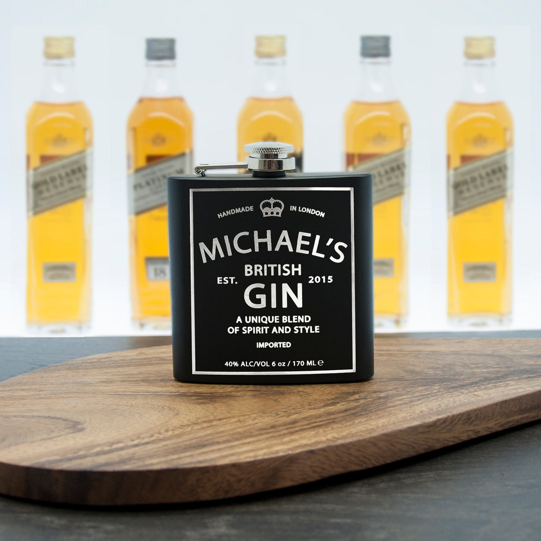 Personalised Gin Vintage Hip Flask