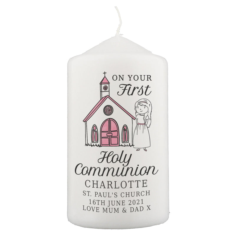 Personalised Memento Personalised Girls First Holy Communion Pillar Candle