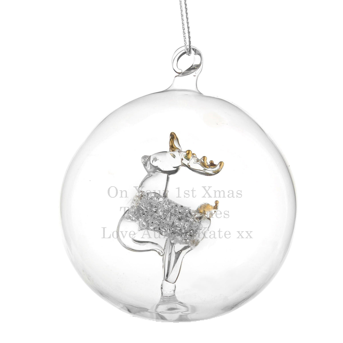 Personalised Memento Christmas Decorations Personalised Glass Reindeer Bauble