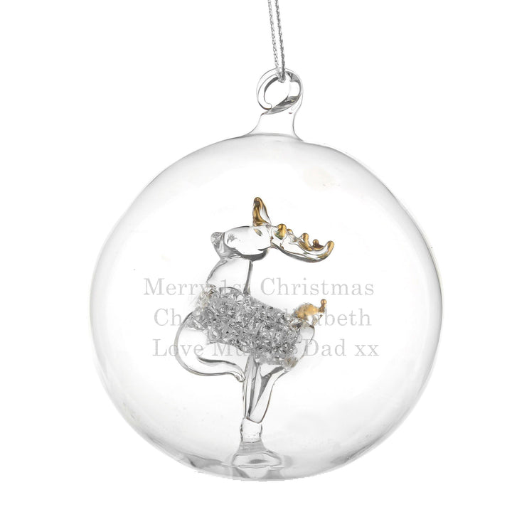 Personalised Memento Christmas Decorations Personalised Glass Reindeer Bauble