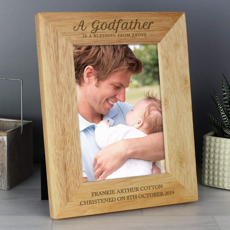 Personalised Memento Photo Frames, Albums and Guestbooks Personalised Godfather 5x7 Wooden Photo Frame