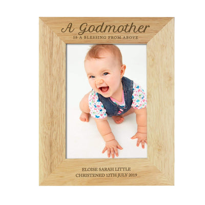 Personalised Memento Photo Frames, Albums and Guestbooks Personalised Godmother 5x7 Wooden Photo Frame