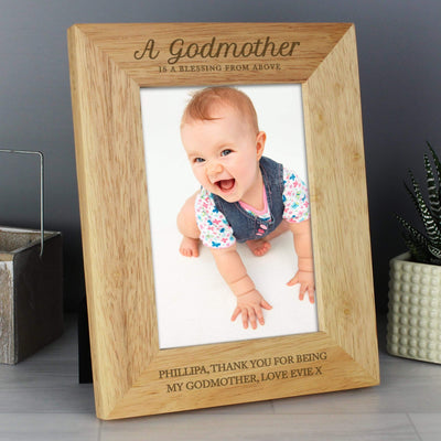 Personalised Memento Photo Frames, Albums and Guestbooks Personalised Godmother 5x7 Wooden Photo Frame