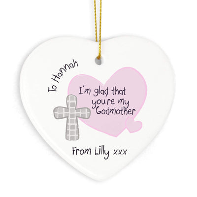 Personalised Memento Hanging Decorations & Signs Personalised Godmother Ceramic Heart Decoration