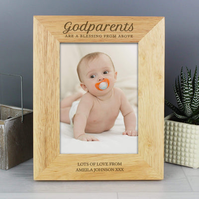 Personalised Memento Photo Frames, Albums and Guestbooks Personalised Godparents 5x7 Wooden Photo Frame