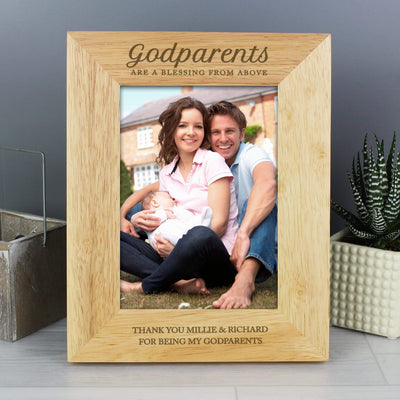 Personalised Memento Photo Frames, Albums and Guestbooks Personalised Godparents 5x7 Wooden Photo Frame