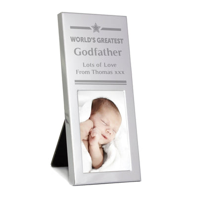 Personalised Memento Photo Frames, Albums and Guestbooks Personalised Gold Award Small Silver 2x3 Photo Frame