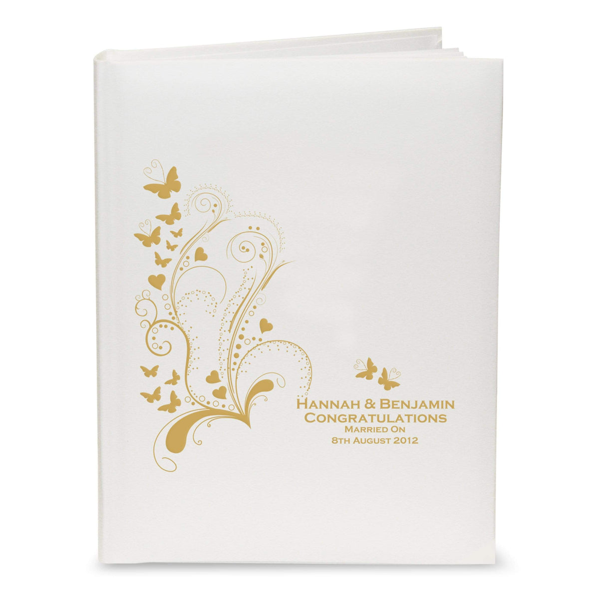 Personalised Memento Photo Frames, Albums and Guestbooks Personalised Gold Butterfly Swirl Traditional Album