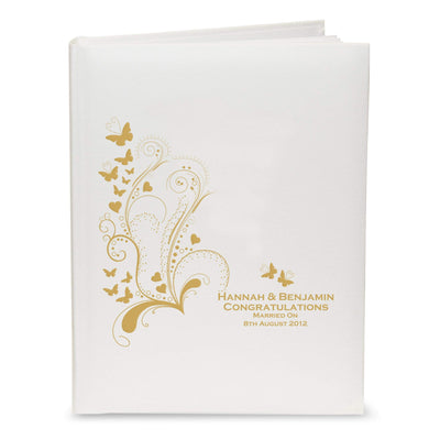 Personalised Memento Photo Frames, Albums and Guestbooks Personalised Gold Butterfly Swirl Traditional Album