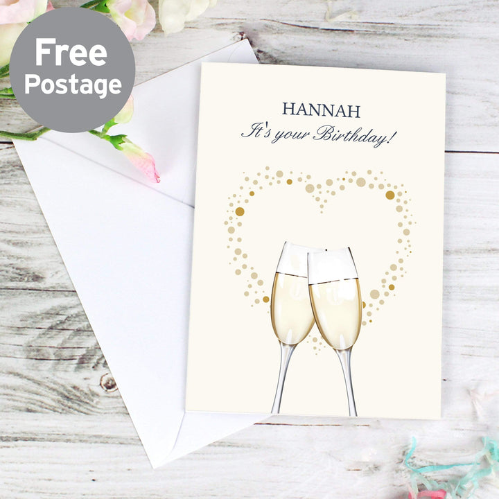 Personalised Memento Greetings Cards Personalised Gold Champagne Flutes Card