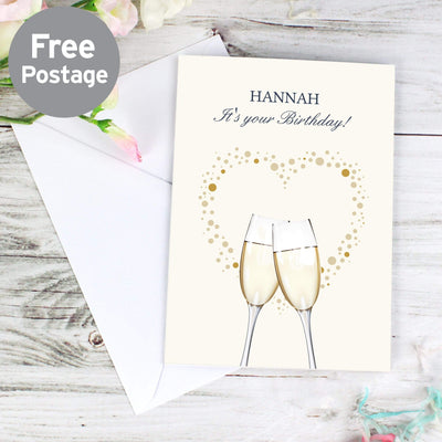 Personalised Memento Greetings Cards Personalised Gold Champagne Flutes Card