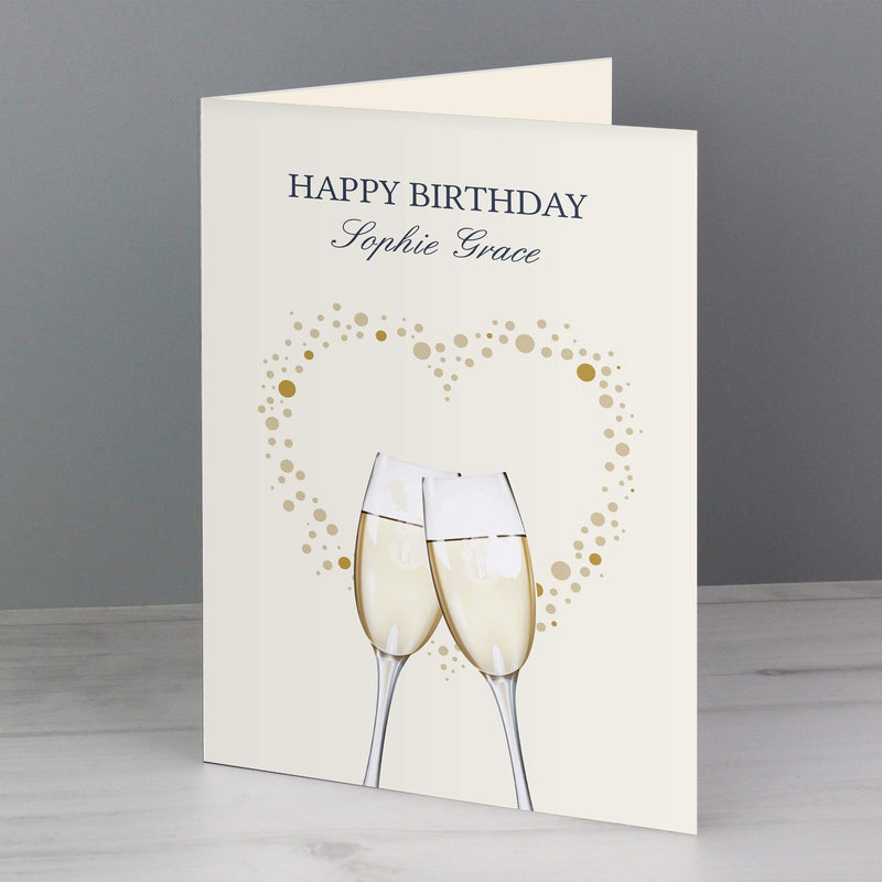 Personalised Memento Greetings Cards Personalised Gold Champagne Flutes Card