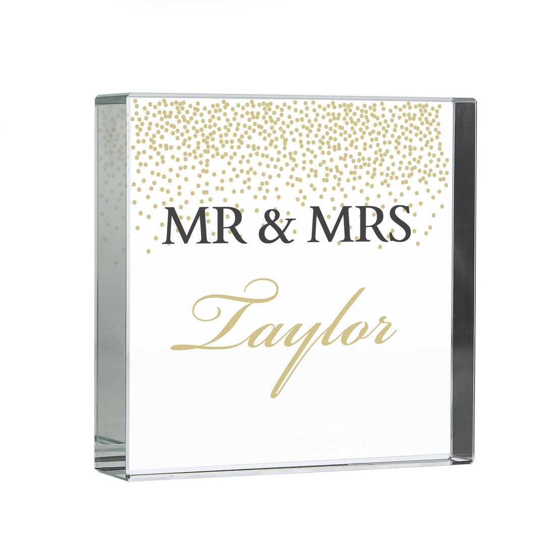 Personalised Memento Ornaments Personalised Gold Confetti Large Crystal Token