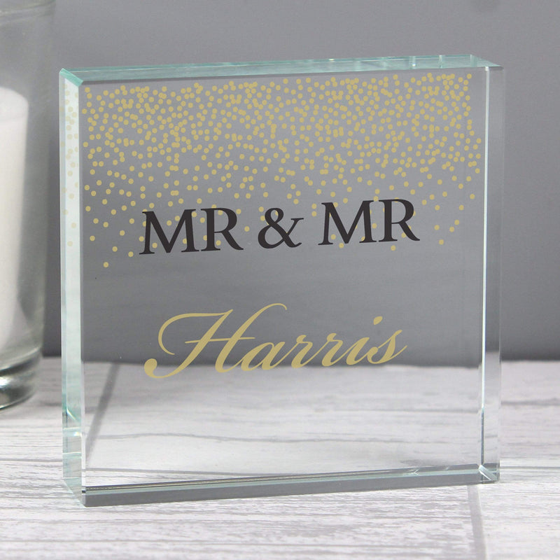 Personalised Memento Ornaments Personalised Gold Confetti Large Crystal Token