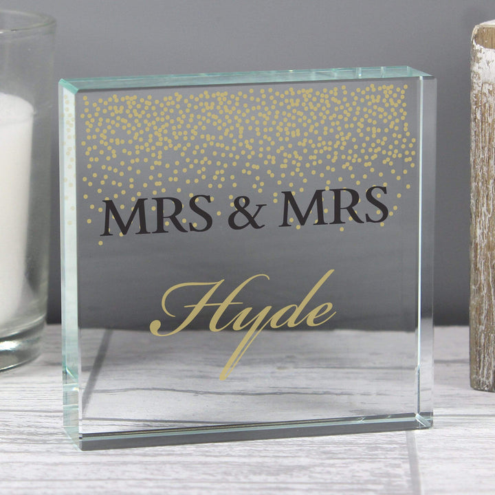 Personalised Memento Ornaments Personalised Gold Confetti Large Crystal Token