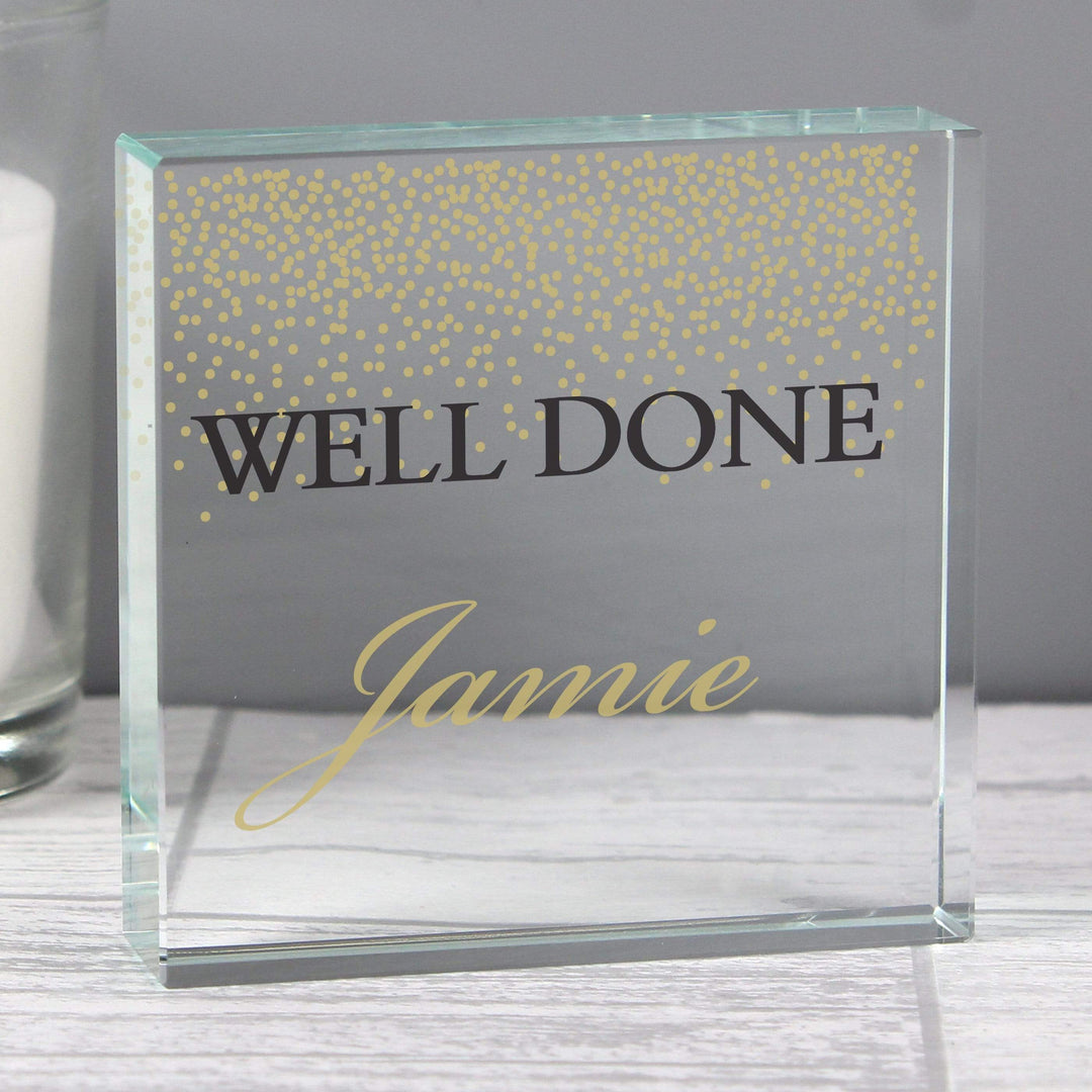 Personalised Memento Ornaments Personalised Gold Confetti Large Crystal Token