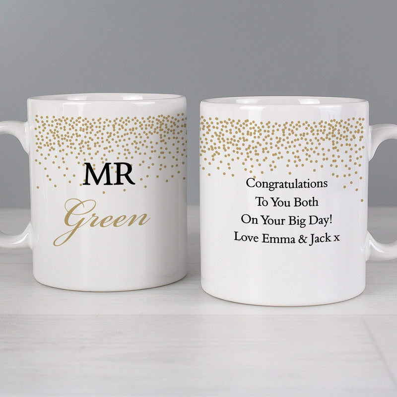Personalised Memento Mugs Personalised Gold Confetti Mug Set