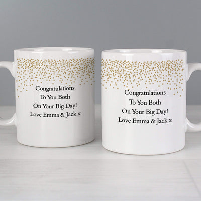 Personalised Memento Mugs Personalised Gold Confetti Mug Set