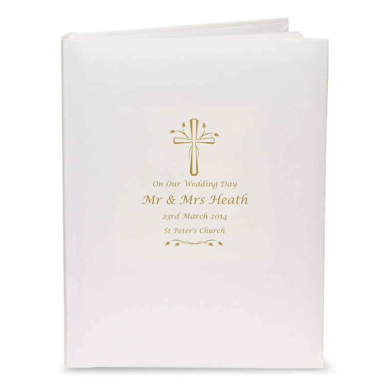 Personalised Memento Photo Frames, Albums and Guestbooks Personalised Gold Cross Traditional Album