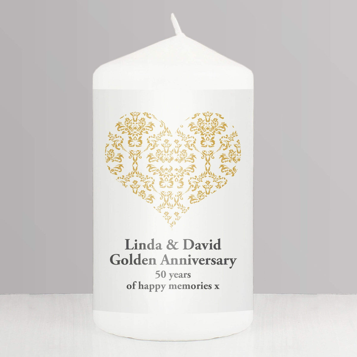 Personalised Memento Candles & Reed Diffusers Personalised Gold Damask Heart Candle