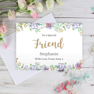 Personalised Memento Greetings Cards Personalised Gold Floral Watercolour Card