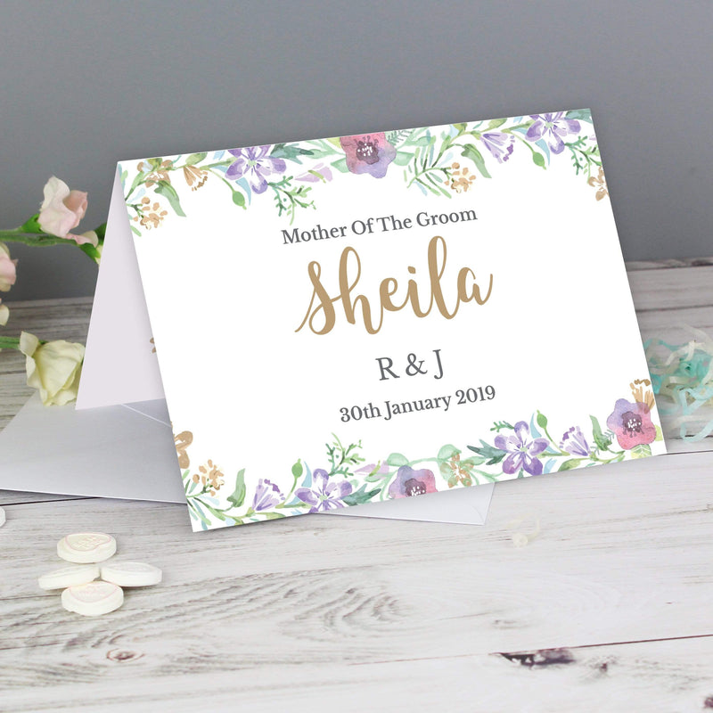 Personalised Memento Greetings Cards Personalised Gold Floral Watercolour Card