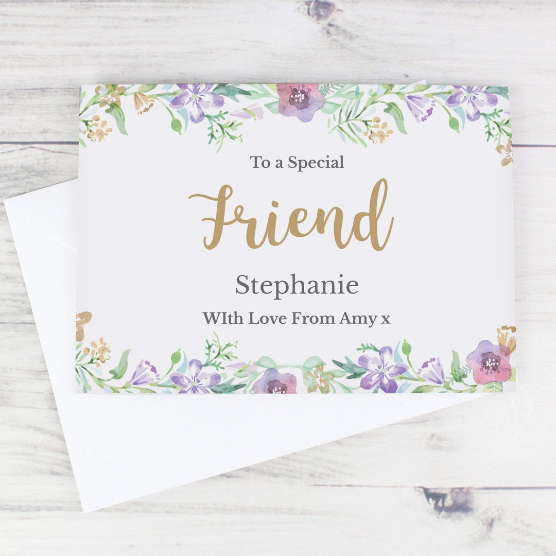 Personalised Memento Greetings Cards Personalised Gold Floral Watercolour Card