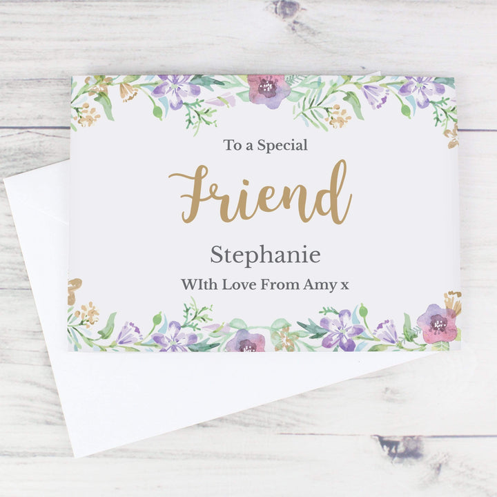 Personalised Memento Greetings Cards Personalised Gold Floral Watercolour Card