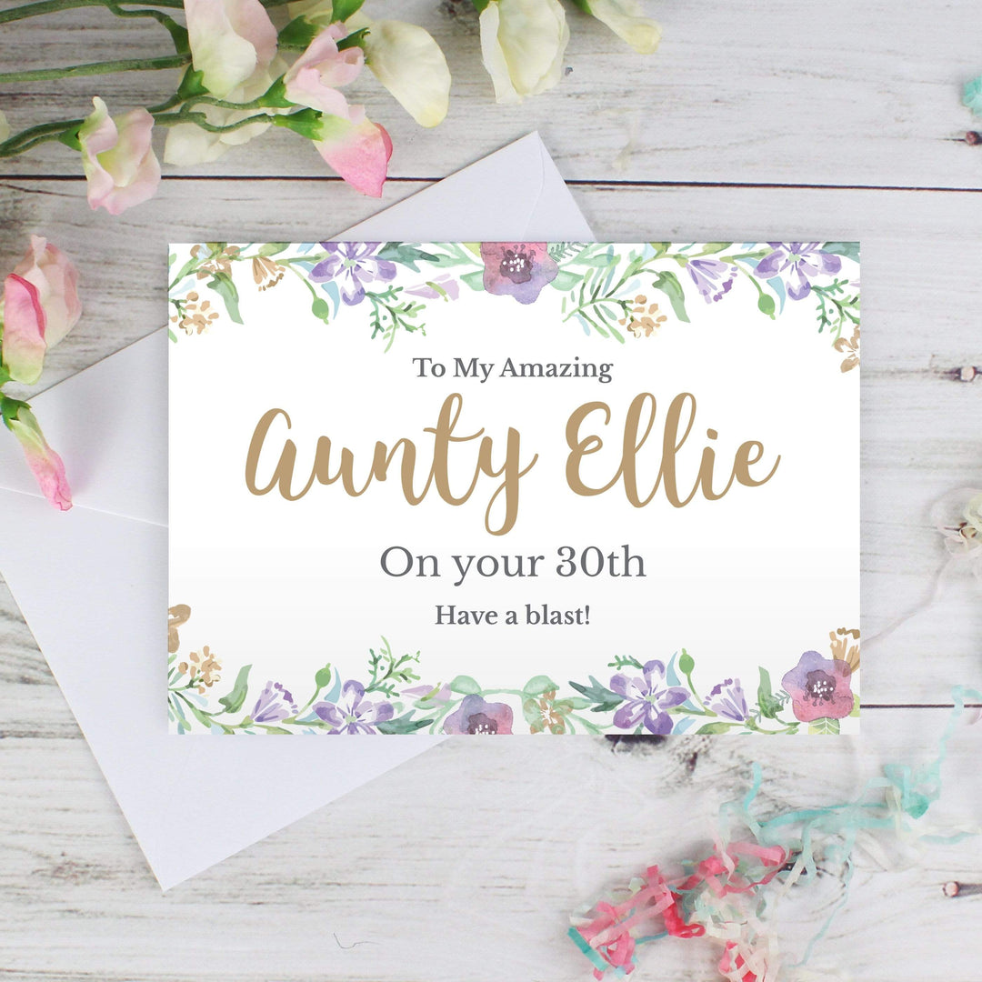 Personalised Memento Greetings Cards Personalised Gold Floral Watercolour Card