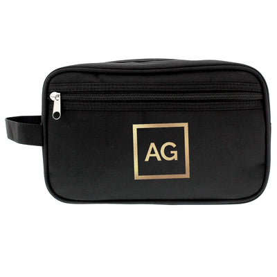 Personalised Memento Textiles Personalised Gold Initials Black Vanity Bag