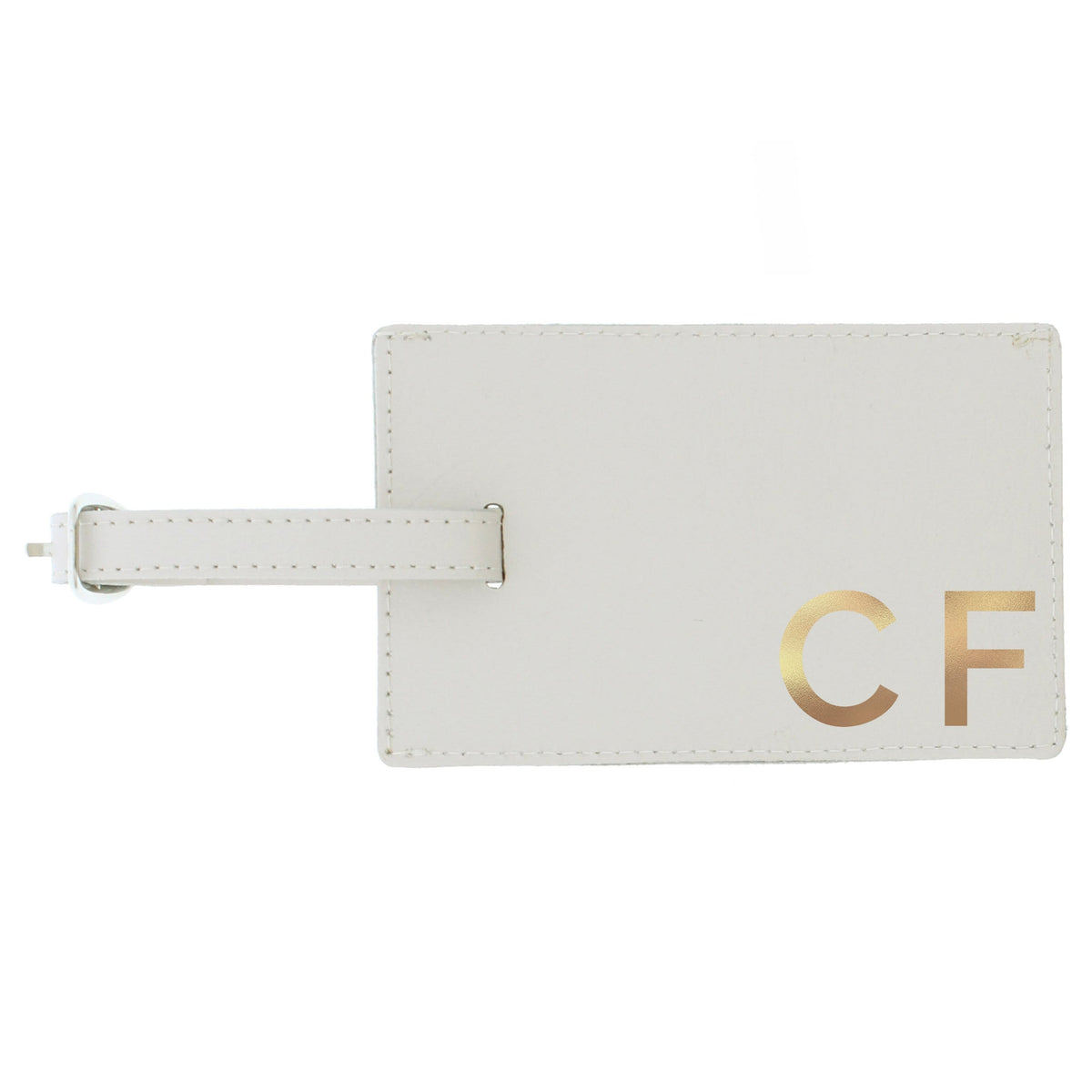 Personalised Memento Leather Personalised Gold Initials Cream Luggage Tag