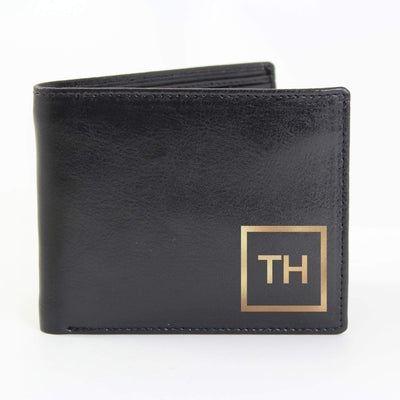 Personalised Memento Leather Personalised Gold Initials Leather Wallet