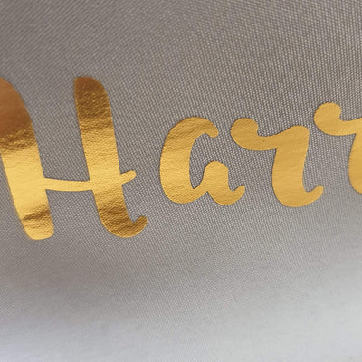 Personalised Memento Textiles Personalised Gold Name Grey Vanity Bag