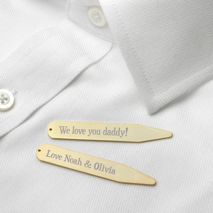 Personalised Gold Plated Secret Message Collar Stiffener