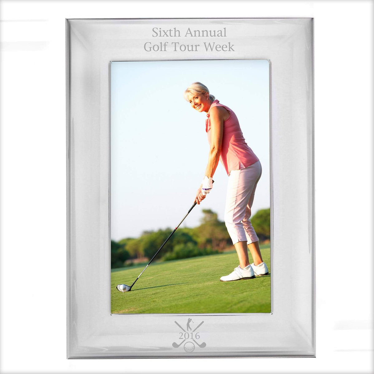 Personalised Memento Photo Frames, Albums and Guestbooks Personalised Golf 4x6 Silver Photo Frame