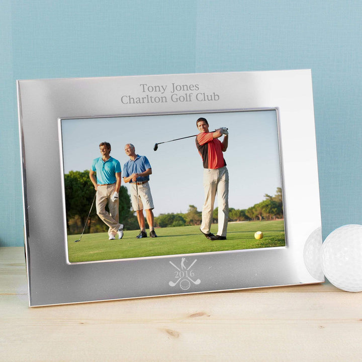 Personalised Memento Photo Frames, Albums and Guestbooks Personalised Golf 6x4 Landscape Silver Photo Frame