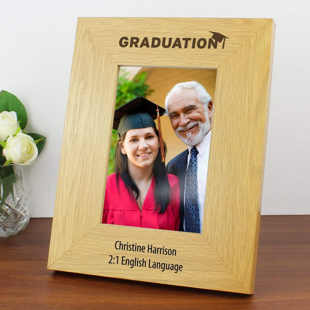 Personalised Memento Photo Frames, Albums and Guestbooks Personalised Graduation 4x6 Oak Finish Photo Frame