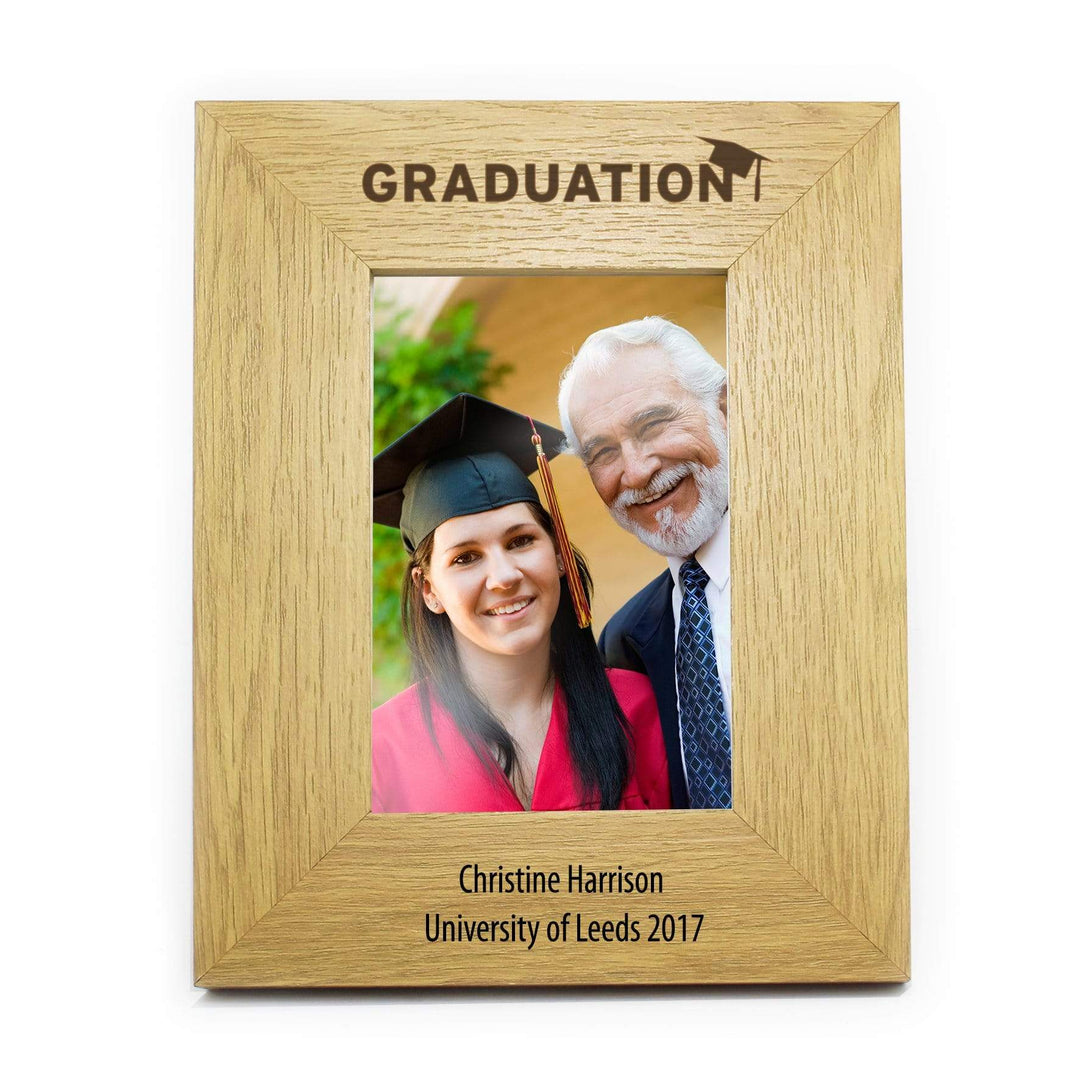 Personalised Memento Photo Frames, Albums and Guestbooks Personalised Graduation 4x6 Oak Finish Photo Frame