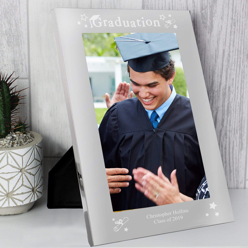 Personalised Memento Photo Frames, Albums and Guestbooks Personalised Graduation 5x7 Silver Photo Frame