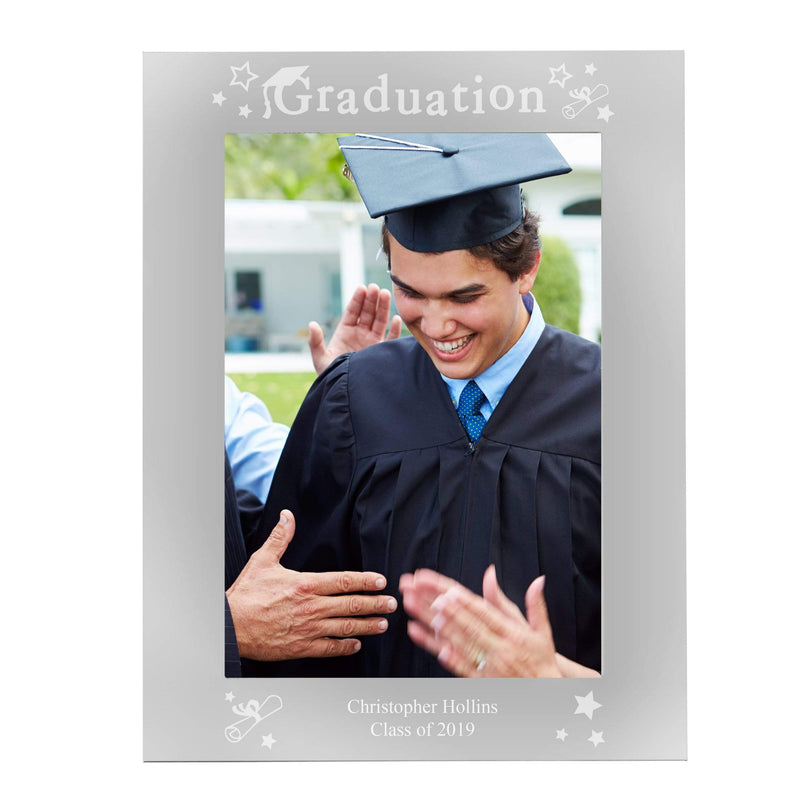 Personalised Memento Photo Frames, Albums and Guestbooks Personalised Graduation 5x7 Silver Photo Frame