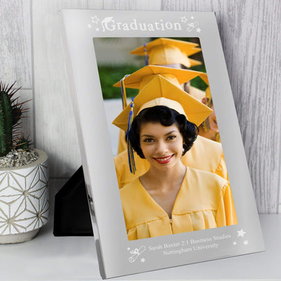 Personalised Memento Photo Frames, Albums and Guestbooks Personalised Graduation 5x7 Silver Photo Frame