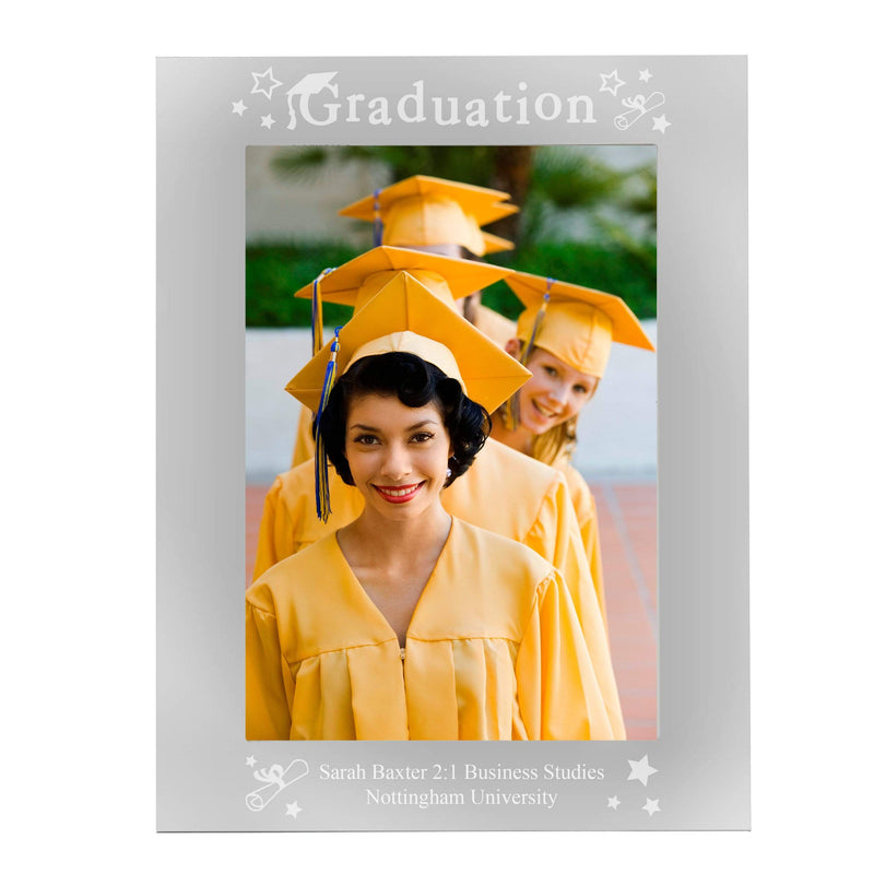 Personalised Memento Photo Frames, Albums and Guestbooks Personalised Graduation 5x7 Silver Photo Frame