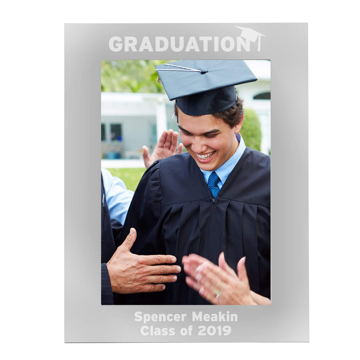 Personalised Memento Photo Frames, Albums and Guestbooks Personalised Graduation 7x5 Silver Photo Frame