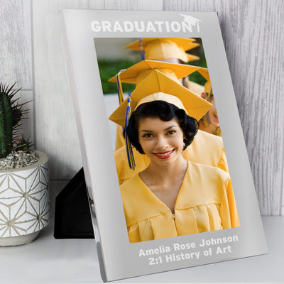 Personalised Memento Photo Frames, Albums and Guestbooks Personalised Graduation 7x5 Silver Photo Frame