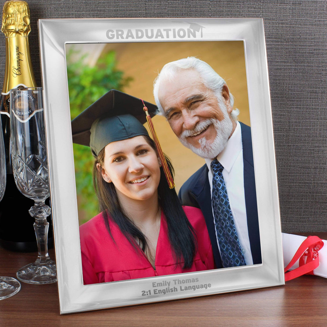 Personalised Memento Photo Frames, Albums and Guestbooks Personalised Graduation 8x10 Silver Photo Frame