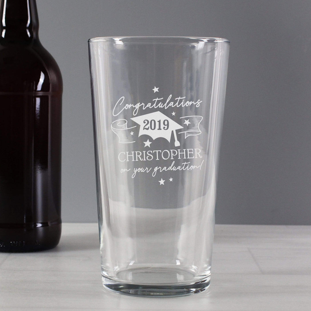 Personalised Memento Glasses &amp; Barware Personalised Graduation Pint Glass  