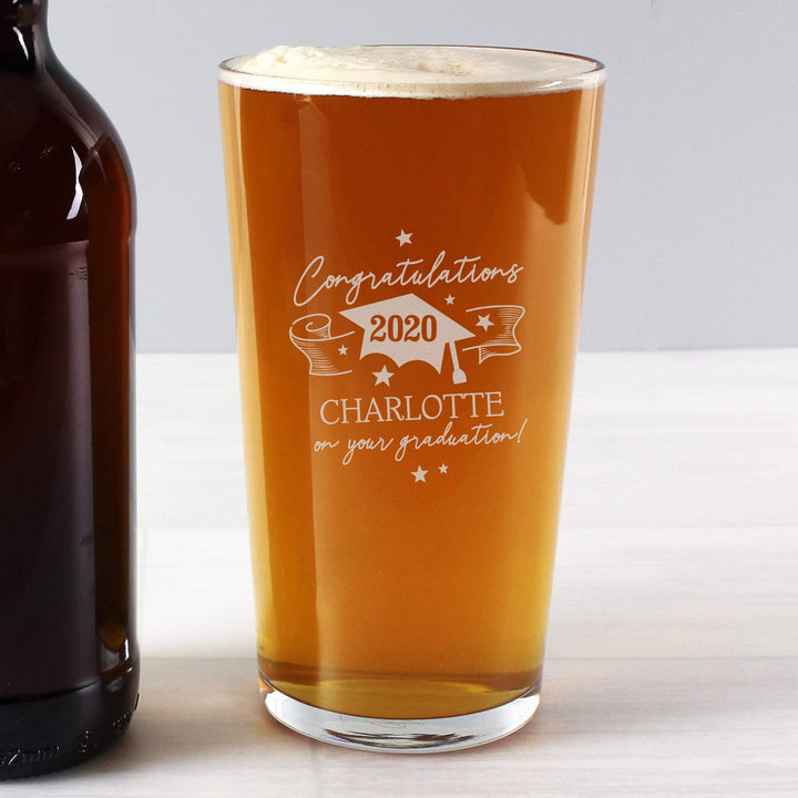 Personalised Memento Glasses &amp; Barware Personalised Graduation Pint Glass  