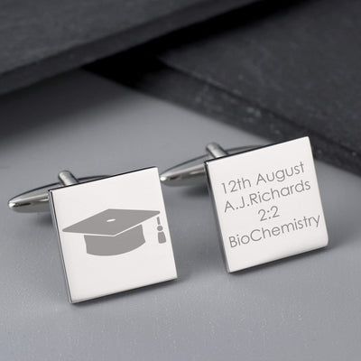 Personalised Memento Jewellery Personalised Graduation Square Cufflinks