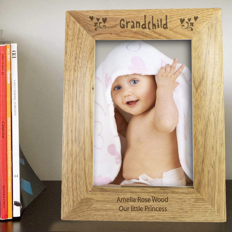 Personalised Memento Wooden Personalised Grandchild 5x7 Wooden Photo Frame